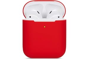 Custodia per Airpods compatibile con Watruer, custodia protettiva in silicone morbido ultrasottile antiurto per accessori di protezione antiscivolo per Apple Airpods 2 e 1 custodia di ricarica - rossa