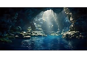 MIRRORANG 91x50cm Acquario Sfondo Montagna Pietre Grotta Acquario Sfondo Fiume Letto & Lago Acquario Sfondo Vinile