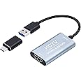 Mcbazel Video Capture Card, 4K HDMI to USB Capture Card with USB C Adapter, HD 1080p HDMI Video Capture Device for LiveBroadcasting/Editing Video/Games/Streaming/Online Teaching