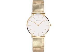Kubagom Reloj de Cuarzo para Mujer Banda Malla Acero Inoxidable Ultra Delgado