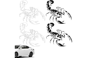 EORPAVU Adesivi per auto, 4 pezzi realistici dello scorpione, autoadesivi per finestre, adesivi per auto, a forma di animali dello scorpione (nero, bianco)