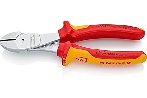 KNIPEX 74 06 180 High Leverage Diagonal Cutter chrome plated insulated with multi-component grips, VDE-tested 180 mm Multicoloured