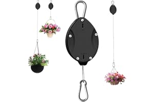 Zhixifan Verstellbarer Pflanzen Aufhänger, Automatisch Einziehbar Pflanzenrolle Hakens, Drahtseil, für Hängende Pflanzen, Blumenkörbe, Töpfe, Vogelhäuschen—Schwarz