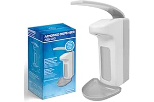 ‎ARNOMED 1x ARNOMED Kunststoff-Desinfektionsspender, Desinfektionsmittel-Spender für 500ml, Eurospender, Seifenspender Weiss zur Wand-Befestigung, Desinfektionsspender Wand, Seifenspender stehend ohne Bohren