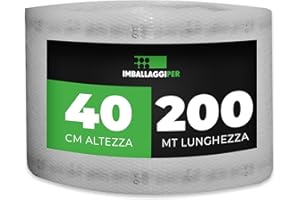 ImballaggiPer Rotolo Pluriball Economico accoppiato con HD, Bobina per Imballaggio e Spedizione, H 40 cm L 200 mt
