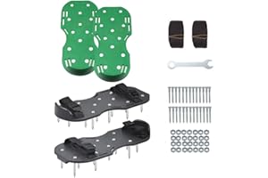 HARDINOX Garden Lawn Aerator Shoes,Heavy Duty Spike Aerating Sandals Effective Aerating Lawn Soil,Grass Aeration Shoes with Adjustable Straps,For a Greener and Healthier Yard Lawn (Black)