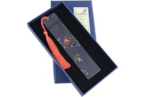 LYXTIORN Segnalibro in legno naturale, segnapagine in legno personalizzato per gli amanti dei libri, regalo di Natale, motivo fiore di prugno