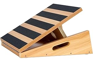 STRONGTEK Professional Wooden Slant Board, Adjustable Incline Board and Calf Stretcher, Stretch Board - Extra Side-Handle Design for Portability - 16" X 12.5", 5 Positions