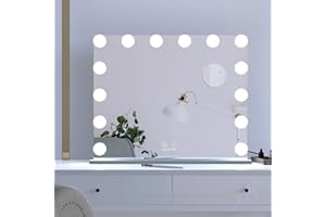 ANYHI Hollywood Lighted Makeup Mirror, Vanity Mirror with Lights, Dressing Mirror with 14 Dimmable Bulbs, Tabletop/Wall Mount Beauty Mirrors with 10X Magnifying, Silver (62x50cm), L606HS