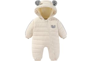 JiAmy Combinaison de Neige pour Bébé Garçons Filles, Barboteuse hiver Unisexe Bébé Grenouillère à Capuche Chaud Tout-petit pour 3-24 mois