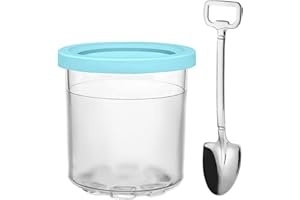 ChicSoleil Creami Behälter für Ninja Creami, Creami Pint mit Deckel, Auslaufsichere Eisbehälter Eiscreme Pint für Ninja Eismaschine NC301 NC300 NC299AMZ CN305A CN301CO Serie,Blau+Edelstahllöffel