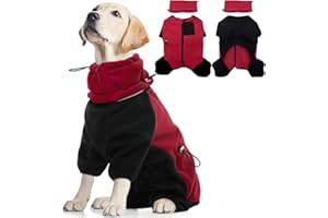 PUMYPOREITY Manteaux d'hiver pour Chiens, Sweat Polaire Chien Blouson pour Chien Coupe-Vent Gilet pour Chien en Polaire Doux et Chaud Vêtement pour l'hiver avec Col roulé Amovible(Rouge, L)