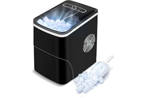 VAZILLIO Eiswürfelmaschine, Ice Maker mit Selbstreinigungsfunktion, Eiswürfelmaschinen 12KG/24h, 2 Größen Ice Cube Maker, 9 Eiswürfel in 6 Minuten Eiswürfelbereiter, Leiser Eiswürfelmaschine Crushed Ice