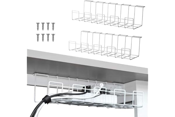 The BESTELLERS 21595 All New 2 Packs Cable Management Tray, 16 inches Under Desk Cable Organizer for Wire Management, Metal Wire Cable Tray for Desks, Offices, and Kitchens (Black) - Made in India