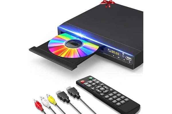 Lecteur DVD HDMI Sans Région pour Smart TV - Mise à l'Échelle 1080p, Entrée USB, Câble HDMI/RCA Inclus, Mémoire de Point d'Arrêt, PAL/NTSC Intégré, Lecteur CD pour la Maison