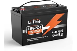 LiTime Batterie Lithium LiFePO4 12V 100Ah avec BMS 100A, 4000+ Cycles, pour Camping Car, Caravane, Système Off-Grid, Bateau, Solaire, Hors-Réseau