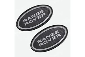 AC-DIGITAL 4Pcs OEM Front Grille & Tailgate Emblem Decals for Land Rover Evoque,Sport,Discovery,Velar,Defender Chrome 85mm Oval Range Rover Grill Badge Logo with Free Black Surround Cover (Green Silver Badge)