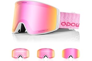 Odoland Lunettes de Ski Photochromique pour les Jours Ensoleillés et Nuageux, Anti-Buée, UV400 Protection, Masque de Ski de Neige et Snowborad pour Homme Femme Adulte Adolescent