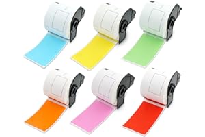 ‎BETCKEY BETCKEY - 6 Rollen DK-11202 Versandetiketten Kompatibel mit Brother, 62mm x 100mm, 1800 Farbige Etiketten Gemischte Farbe für Brother QL Etikettendrucker