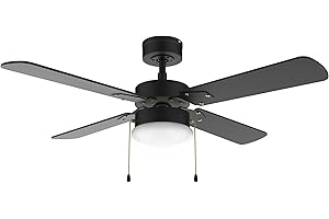 Cecotec - Ventilateur de Plafond avec Lumière EnergySilence Aero 450 FullBlack - 50 W, Diamètre 106 cm, Lampe Intégrée, 3 Vitesses, 4 Pales Réversibles, Mode Été, Hiver