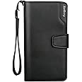 Men business casual long paragraph hasp wallet phone package multifunction hand bag QB57A Black