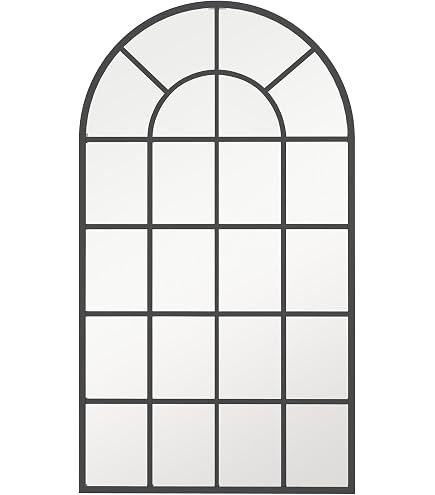 Muzilife Bogen Ganzkörperspiegel 142x40 Cm - Mit Eisenrahmen, Schwarz, Für Wandmontage Oder Angelehnt