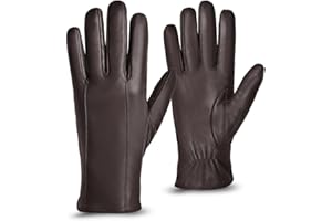 MGGMOKAY Guantes de Piel Touchscreen para Hombre con Forro de Cachemir Invierno Guantes de Cuero de Oveja
