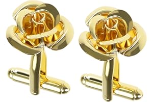 eMagTech 1 para spinek do mankietów z kwiatem róży złote spinki do mankietów klasyczne spinki do mankietów do koszuli delikatne męskie spinki do mankietów dla mężczyzn, ojca, pana młodego, akcesoria