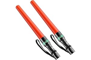 RoadHero 2 Pack Traffic Wand, 16 Inch Flashlight LED Traffic Control Baton, Small Orange Safety Wand with 5 Flashing Modes, Night Signal Light for Airport, Parking Directing