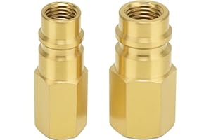 TISSTING 2Pcs R134a Refrigerant Tank Adapters, Air Conditioning Coupler Adapter Fitting 1/4SAE High Pressure Converter Coupler Connector 134a Brass Vacuum Pump Adapter