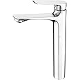 BRIMIX Single Lever Basin Mixer Heavy Duty Wash Basin Faucet Cold & Hot Water Bathroom Faucet Lavatory Vanity Tap Height-Increasing Square (Chrome)