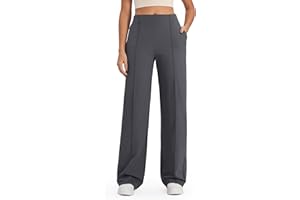 G4Free Wide Leg Yoga Pants for Women with Pockets High Waist Stretchy Business Trousers Elegant Casual Dress Pants Loose Petite/Regular/Tall