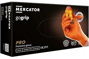 HAUS-HELD Rękawice nitrylowe Go Grip – pomarańczowe – L – 50 sztuk (25 par), bez pudru i lateksu, jednorazowe rękawiczki ochronne, wytrzymałe, rękawice robocze, rękawice ogrodowe, Disposible Gloves