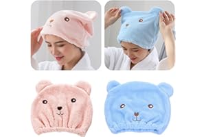 YQBFTC 2 PCS Asciugamano Capelli Turbante Bambina Asciugamani in Microfibra Asciugatura Rapida Super Assorbente Asciugamani per Capelli a Turbante per Donne Adulti o Bambini(Rosa,Blu)