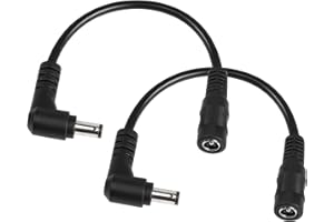 PNGKNYOCN DC Power przedłużacz, 2 sztuki, prostokątne złącze DC 5,5 mm x 2,5 mm, gniazdo DC 5,5 mm x 2,1 mm, krótki kabel zasilający do kamer bezpieczeństwa CCTV, system monitoringu (15 cm)