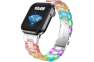 HALLEAST Damen Resin Armband Kompatibel mit Apple Watch Armband Serie 9 8 7 6 5 4 3 2 1 Ultra SE, Dressy Bracelet Glänzend Harz band für iWatch 49mm 45mm 44mm 42mm 41mm 40mm 38mm