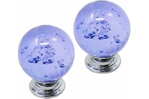 FBSHOP(TM) 30mm 2 Stück Schrank Knöpfe Bubbles Glas Kristall Kleiderschrank Türgriffe und Möbelknopf Dekorative Schrank Schublade Kommode Knopf-Lila