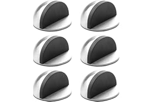 Bluelves Tope de Puerta, Tope Puerta, Topes Puertas Ovalada, Tope de Puerta para Suelo 6 Piezas Topes Puertas Suelo, Topes para Puertas Autoadhesivo para Hogar Oficina Pared Piso, Plata