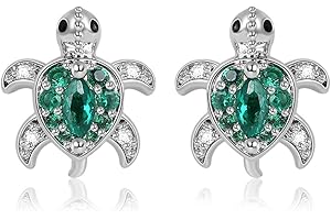 Gnoce Green Turtle Stud Boucles D'oreilles S925 Argent Tortue Dangle Boucles D'oreilles Avec Zircone Cubique Pierre Animaux Mode Boucles D'oreilles Bijoux Cadeau pour Femmes Filles