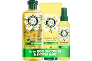 Herbal Essences Smooth & Shine Chamomile Set: Shampoo + Conditioner + Lightweight Leave-in Conditioner Spray All in One | Detangle, Nourish, Tame Frizz, Repair, Add Shine & Lasting Scent