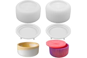 Zfseyuh 2 Piezas Moldes de Silicona para Tarros de Velas, Molde de Vela de Hormigón Moldes para Tarros con Tapa para Candelabros, Maceteros y Cajas de Almacenamiento