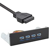 CY Hub USB 3.0 4 Ports 5,25 Pouces en métal avec Panneau Avant à 15 Broches SATA
