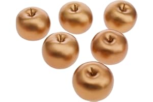 Meiwlong - 6 pezzi artificiali di mele dorate, in plastica, per decorare la casa, feste, per la casa, per la casa, per la cucina