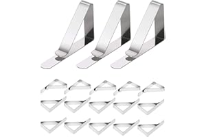 Tang Yuan 18 Pinces à Nappe de Jardin,Pinces à Nappe en Acier Inoxydable,Pinces à Nappe réglables pour Pique-niques en Plein air,barbecues,Mariages et fêtes (Miroir/Argent)