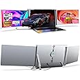 Riitek 13.3" Fhd 1080P Portable Tri-Screen Monitor For 13.3"-17.3" Laptop With Kickstand,Card Reader,Tf Card,Usb Cable; Compatible With Macos,Windows (Compatible With M1 & M2 Chip),LCD,Pack of 1