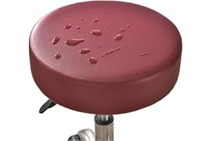 ZZDZW Stretch Stool Covers Round 2/4/6 Pack Waterproof PU Leather Bar Stool Slipcovers Round Bar Stool Seat Cover With Elastic Bands Durable Round Chair Cover For 12-15 Inch Round Chair ( Color : Burgundy ,