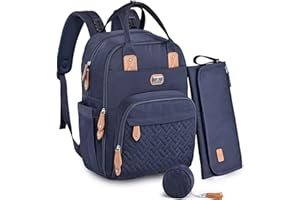 Dikaslon Borsa Zaino Fasciatoio, Zainetto Fasciatoio Grande Multifunzione Borsa Bebè con Fasciatoio Portatile, Porta Ciuccio e Cinturini per Passeggino, per Mamma e Papà