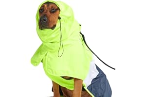 Spark Paws Breatheshield™ Dog Raincoat - All-Weather Protection and Comfort - Breathable Comfort, Adaptive Fit, and Safety Enhancements - Neon White Navy Blue, 4XL