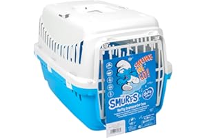 Smurfs duvoplus, Caisse de Transport Les Schtroumpfs 46x30x30cm, Porte avec système de Fermeture Fast-Lock, Hygiénique - Lavable, Sûre et Confortable en déplacement, pour Chien ou Chat
