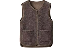 Minetom Teddy Fleece Weste Damen Herbst Winter Warm Ärmellos Westen Bequem Einfarbig Plüsch Weste Kurz Jacke Lose Fleeceweste Plüschweste Outwear